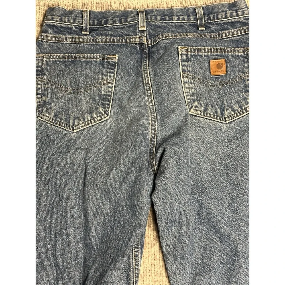Vintage Carhartt Flannel Lined Jeans Men 35x34 B172 DST Blue Denim Workwear